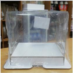 Коробка для торта Кристалл 13х13х12,5 см. Бел/прозр. 1