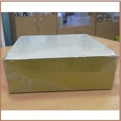 Коробка для зефира 20х20х7 см. Золотая матовая пл/крышка 1