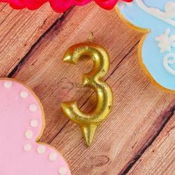 Свеча для торта Цифра 3 Золото 6 см. 1