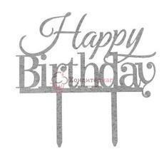 Топпер Happy Birthday 14х9 см. серебр. акрил