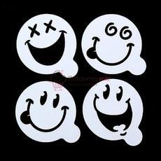 Трафарет Смайлы 8 см. 4 шт.