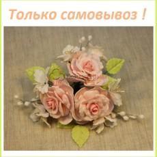 Украшение сахарное Букет Роза розовая 15 см. набор 2 шт.