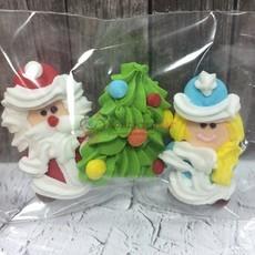 Фигурка сахарная Дед, Снегурка, елка плоские