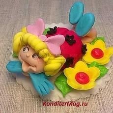 Фигурка сахарная Композиция Божья Коровка 7х5 см. 1 шт.