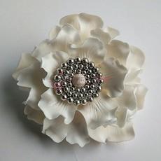 Украшение сахарное Цветок Пион королевский с жемчугом 11 см.