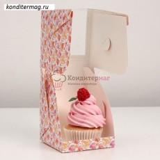 Коробка 1 ячейка 12х9,5х9,5 см. Сердечки с окошком
