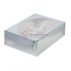 Коробка 12 ячеек 32х23,5х10 см. Серебро с окошком