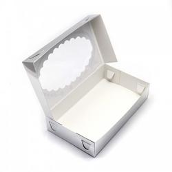 Коробка для эклеров 24х14х5 см. Бел/окно 2