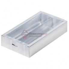 Коробка для конфет 18х10х3 см. 8 яч. Серебро с окошком