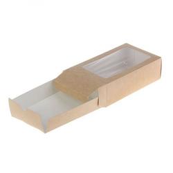 Коробка для макаронс 18х11х5,5 см. Крафт с окошком 1