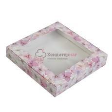 Коробка для пряников 16х16х3 см. Гортензия