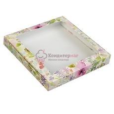 Коробка для пряников 21х21х3 см. Цветы