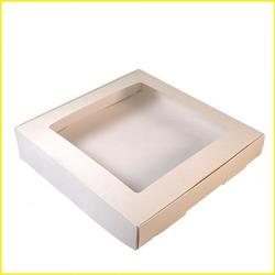 Коробка для пряников 19х19х3 см. Белая с окошком 1