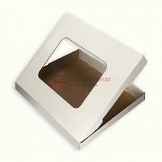 Коробка для пирога 36х30,5х4,5 см. бел/окно