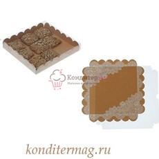 Коробка для пряников 21х21х3 см. Кружевная