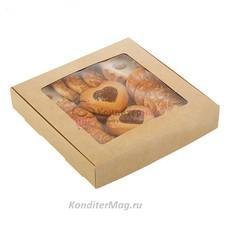 Коробка для пряников 16х16х3 см. Самосборная Крафт