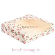 Коробка для сладостей 20х20х5 см. Хорошего дня с окном