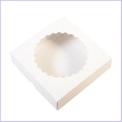 Коробка для пряников 11,5х11,5х3 см. белая с окошком 1