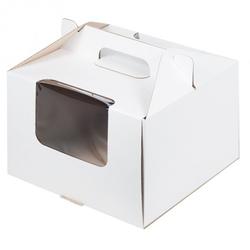 Коробка для торта 30х30х20 см. Бел/окно/ручка 3 ч. 1