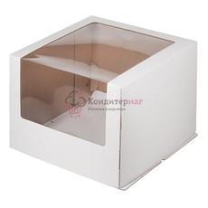 Коробка для торта 30х30х22 см. Бел/окно большое