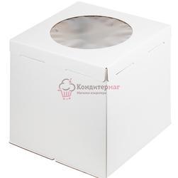 Упаковка для торта 3 кг. 30х30х30 см. Белая с окошком 1