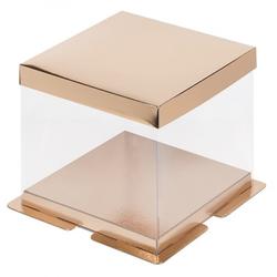 Коробка для торта Кристалл 23,5х23,5х23 см. Золото 1