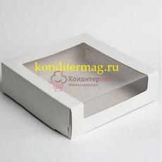 Коробка для торта 22,5х22,5х11 см. Бел/окно