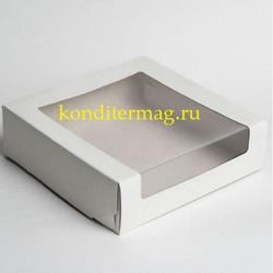 Коробка для торта 22,5х22,5х11 см. Бел/окно 1