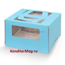 Коробка для торта 21х21х12 см. Голуб/окно