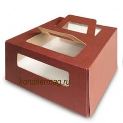 Коробка для торта 21х21х12 см. Шокол/окно 1