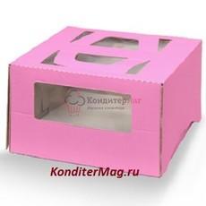 Коробка для торта 26х26х13 см. Роз/окно