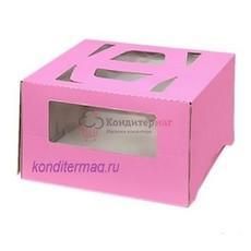 Коробка для торта 30х30х17 см. Роз/окно
