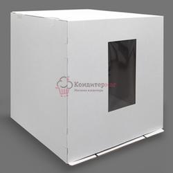Упаковка для торта 11 кг. 50х50х55 см. Белая 3 части с окошком 1