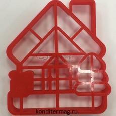 Формочка для пряников Домик новогодний 10,5х9 см. пластик