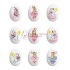 Сахарный медальон Зайчики 35х25 мм. 63 шт.